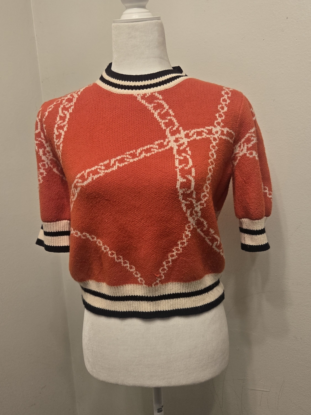 THML Women's Orange Graphic Short-Sleeve Sweater